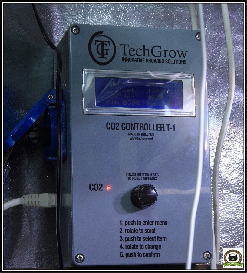 TechGrow CO2 controller T-1 para cultivos de marihuana