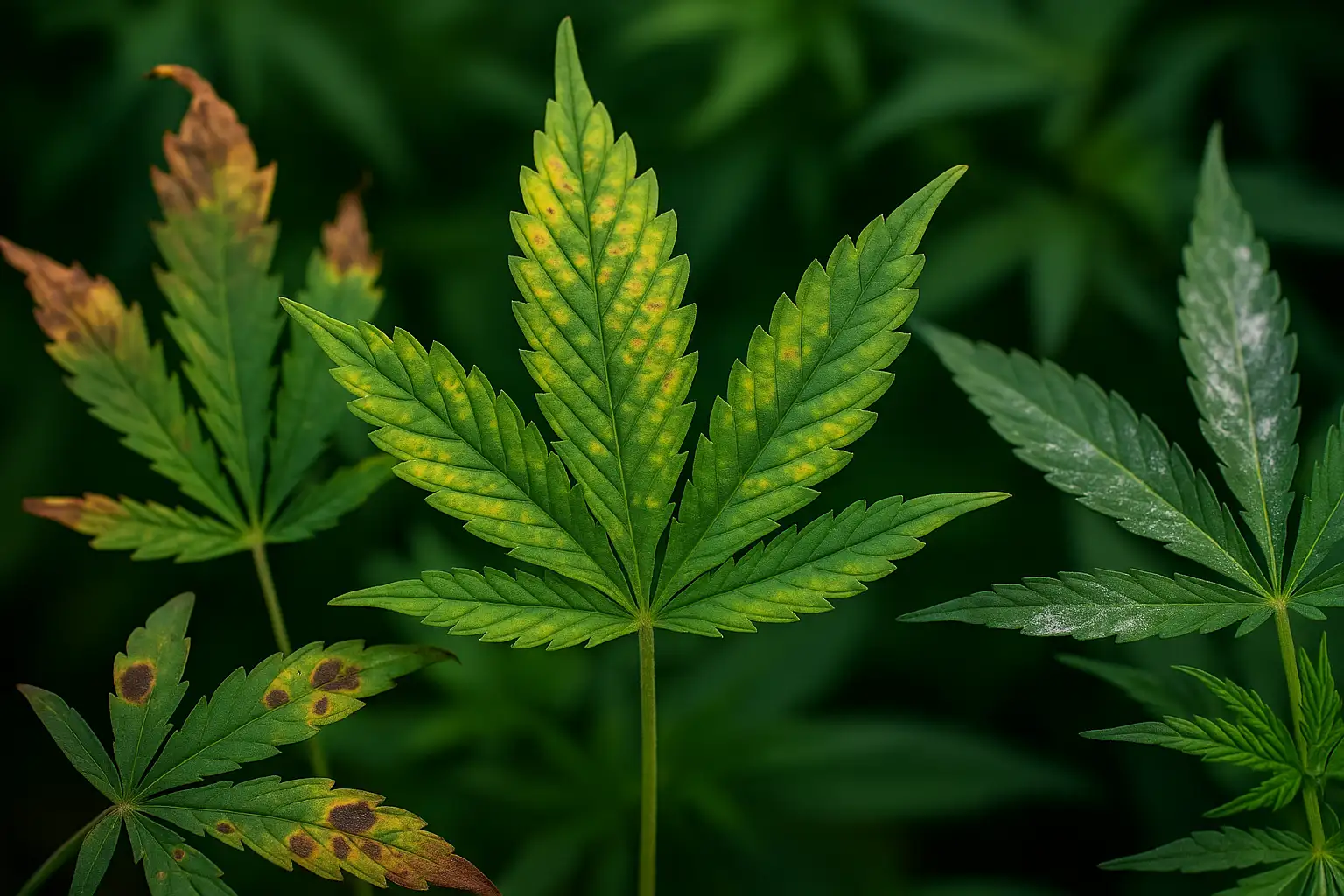Tipos de hojas de marihuanas enfermas