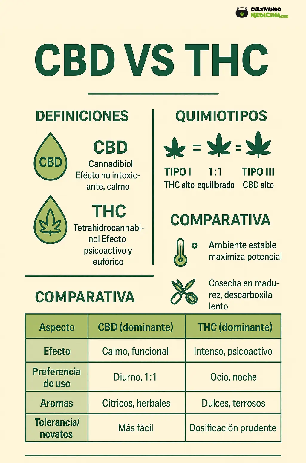 CBD vs THC infografía
